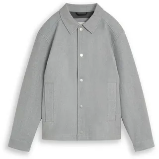 Tom Tailor DENIM Herren Relaxed Fit Jacke mit Druckknöpfen, grau, Meliert, Gr. L