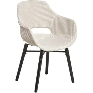 Livetastic Armlehnstuhl, Schwarz, Beige, Holz, Kunststoff, Textil, Kautschukholz, massiv, Rundrohr, 58x81x61 cm, Esszimmer, Stühle, Esszimmerstühle, Armlehnenstühle