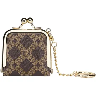Royal Bagger Mini Retro-Schmuckkästchen für Frauen, Slim Kiss Lock Geldbörse mit Abnehmbarer Kette, Signature Coated Canvas & Vegetable-Tanned Cowhide Leather 7120 (Kaffee)