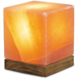 HIMALAYA SALT DREAMS Salzkristall-Tischlampe Kubus, Leuchtmittel wechselbar, Warmweiß, Handgefertigt aus Salzkristall - jeder Stein ein Unikat, H: ca.12 cm orange