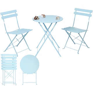 Albatros Bistroset 3-teilig Weiß – Bistrotisch mit 2 Stühlen – klappbare Stühle und Tisch aus robustem Metall – optimal als Balkonmöbel Set oder Gartenmöbel in modernem Design