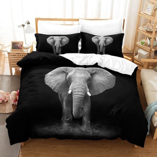 QLasic Elefant 3D-Bettbezug King(220x240cm)+ Kissenbezug Bettwäsche Deckung Set Mit Reißverschluss Weich Mikrofaser Bettbezug