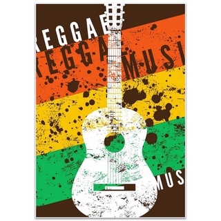 wandmotiv24 Poster Musik, Gitarre, Reggae, Vintage (1 St), Wandbild, Wanddeko, Poster in versch. Größen bunt 100 cm x 70 cm x 0.1 cm