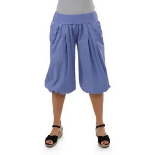 malito more than fashion Caprihose malito Damen Pumphose Capri 23286P kurze low waist Aladinhose Caprihose in Unifarben Einheitsgröße blau 34 - 40