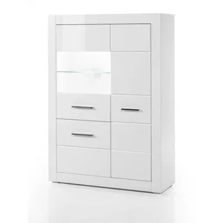 furn.design Vitrine 100 x 142 x 35 cm Weiß
