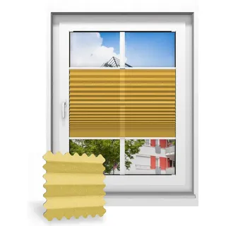 Plissee ohne Bohren nach Maß, Currygelb (crush) 111040, 30 x 80 cm, Plissee individuell maßangefertigt