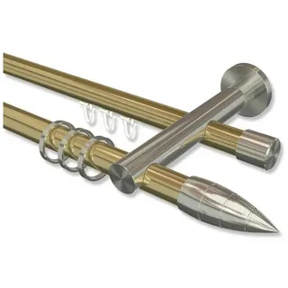 INTERDECO Gardinenstange Platon Samanto, Ø 20 mm, 2-läufig, Wandmontage, Messing-Optik / Edelstahl-Optik goldfarben Ø 20 mm x 200 cm