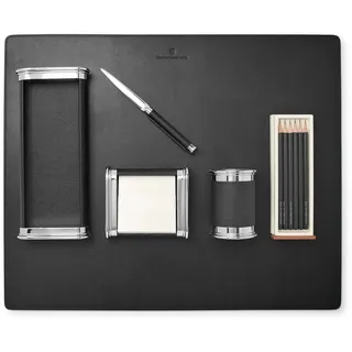 Graf von Faber-Castell - Schreibtischaccessoires Set Schwarz | Mit Brieföffner, Zettelbox, Ablageschale, Stifteköcher, Bleistiften und Schreibtischunterlage