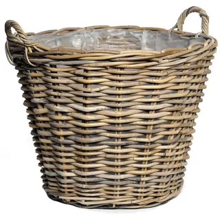 Annastore Weidenkorb Pflanzkorb aus Weide mit Henkel und Innenfolie Blumenkorb Pflanzkorb