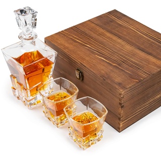 La Home by Chris Whisky Gläser Set (x2 270ml) mit Karaffe (950ml) und Eiswürfeln Wiederverwendbar für Scotch, Cocktail, Rum, Bourbon, Cognac, Wodka und Likör Männer
