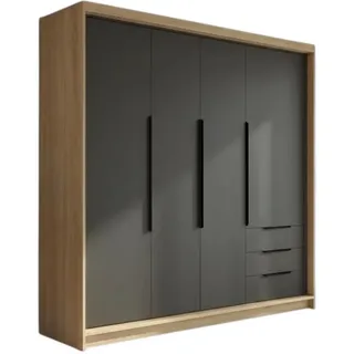 A&J MöbelLand Drehtürenschrank KLARI 200 x 215 x 59,5 cm Silberfarben