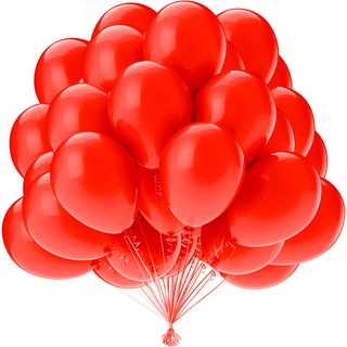OWill Luftballons Rot,50 Stück 25,4 cm Ballons,Luftballons Geburtstag,Luftballons Weihnachten,Latexballons für Hochzeit Deko, Geburtstag Deko,Party Dekoratione