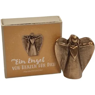 Herzmensch EIN Engel von Herzen für Dich Spruch mit Schutzengel Liebe Figur aus echter massiver Bronze 3,2 x 3,8 cm aus der Werkstatt von Andrea Zrenner