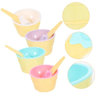 Alipis Eisschüssel -set Eisbecher Mit Löffeln Creme Wiederverwendbar Mini -dessertbecher Nachtisch Eisschalen Eis-dessert-schalen Klein Eis-dessert-schüssel Süße Eisbecher Plastik
