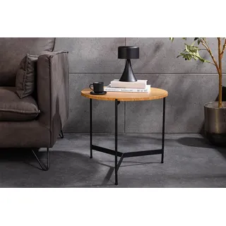 riess-ambiente Couchtisch FUSION 50cm natur/schwarz - Eichenholz, Furnier, Metall, Baumscheibe (Einzelartikel, 1-St), Dreifuß Beistelltisch - ideal für Wohnzimmer, Loft, oder TV-Ecke braun 50 cm x 47 cm x 50 cm