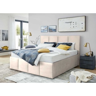 Halmon Schlafkomfort Betten Polsterbett Dalas-Standard (4-tlg), 100 cm höhe des Kopfteils, Ohne Deko und Ohne Kissen beige|braun