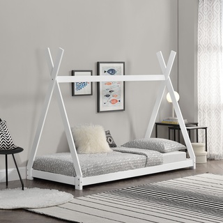 [en.casa] Kinderbett Onejda in Tipi-Design Weiß 90x200 cm