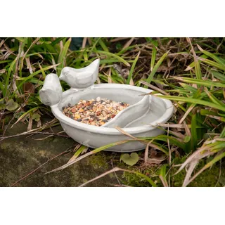 esschert design Vogeltränke Stilvoll und funktional: Unsere 2 in1 Keramik-Futter- und Trinkschalen