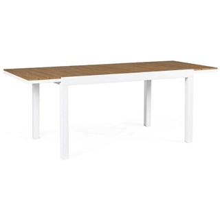 Gartentisch - Weiß - Aluminiumgestell - Polywood Platte - 140 x 90 cm - ausziehbar