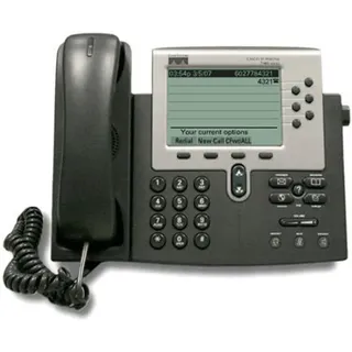 Cisco IP-Phone 7960G Telefon, Rufnummernanzeige, Freisprechfunktion, VoIP, Ethernet - Grau/Silber
