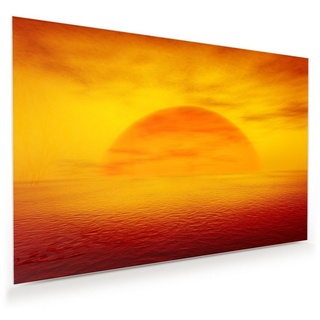 Primedeco Glasbild Wandbild 3D Sonnenuntergang mit Aufhängung, Natur orange