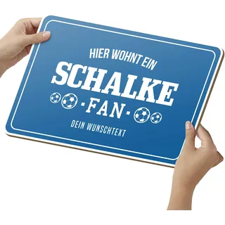 Fussball Schalke Schild aus Holz - personalisierbares Geschenk für Fans - opt. Beleuchtung - Wohnzimmer Deko - personalisierbar zum Hinstellen/Aufhängen - Schalke Geschenk - persönliches Geschenk