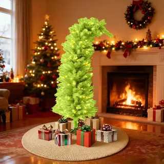 150cm Künstlicher Weihnachtsbaum, Grinch Weihnachtsbaum,Skurriler Grüner Weihnachtsbaum,Flammhemmendes PVC-Material, sofort einsatzbereit, schnelle Montage, geeignet für Innen- und Außenbereiche