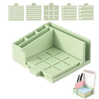 Generisch Haftnotizhalter, Multifunktionaler Zettelbox, Notizzettel Box Mit 5 Schablonen Und Stifthalter, Schreibtisch Organizer, Büro Zubehör Für Männer Und Frauen