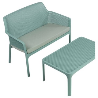 Nardi Net Gartenbank inklusive Sitzkissen + Tisch Kunststoff Blau