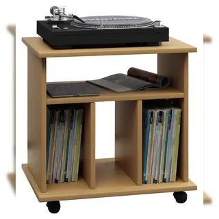 VCM Retal Regal retro für LP Platten Rack 4 Regale Buche dekor.