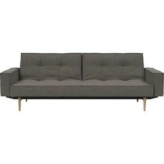 Sofa INNOVATION LIVING TM "Splitback" Sofas Gr. B/H/T: 242 cm x 79 cm x 100 cm, Webstoff fein FLASHTEX, grau (darkgrey) INNVOATION LIVING mit Armlehne und hellen Styletto Beinen, in skandinavischen Design