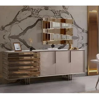 JV Möbel Sideboard 51 x 90 x 228 cm Beige / Gold