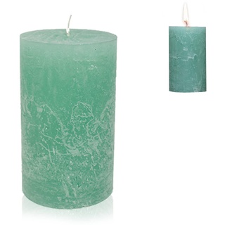 Candelo Hochwertige Rustik Kerze Weihnachten Ambiente - Mint - Stumpenkerze Rustic 12cm lange Brenndauer ca. 54 Std - Adventskranz Weihnachtskerzen