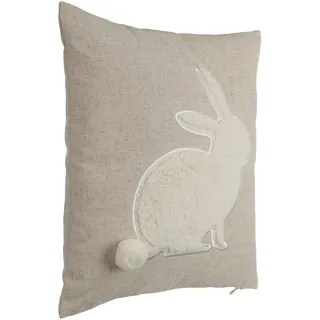 EGLO LIVING Osterkissen Chevery, Deko Kissen Frühling und Ostern | Couch Dekokissen Osterhase, Kissenbezug mit Inlett aus Polyester und Leinen, Osterdeko in beige und creme