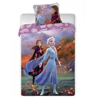 Bettwäsche Die Eiskönigin Disney Die Eiskönigin, Mikrofaser, 140 x 200 cm – Bettbezug + Kissenbezug 63 x 63 cm – Kinder Mädchen – Elsa Anna Schlafzimmer (B)