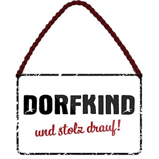 schilderkreis24 - Blechschilder Lustiger Dorf Spruch “DORFKIND & STOLZ Drauf!” Deko Metallschild Hängeschild Schild Geschenkidee Sauf Trinkfreunde Landjugend 18x12 cm