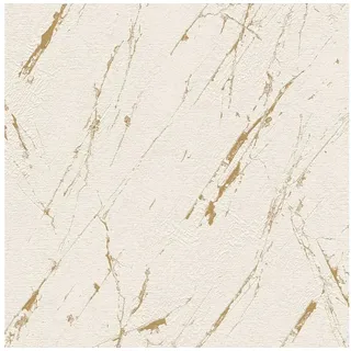 Profhome Stein Tapete Marmoroptik Metallic 0,53 m x 10 m 5,33 m2 Beige/Gold 393364-GU