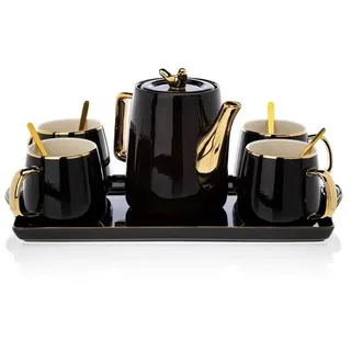 KAFFEESET  Kaffeeservice aus keramik SCHWARZ GOLD Kaffee Service