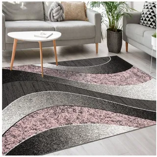 mazovia Designer-Teppich 80 x 150 cm Grau/Rosa