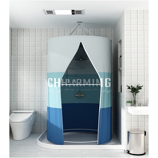 AWSAD Wasserdichter Runder Duschvorhang Tragbare Umkleidekabine Hitzeerhaltung, für Badezimmer, Camping Doppelter Reißverschluss Platz Sparen Color : A, Size : W39xH79in(1x2m)