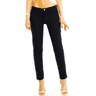 be styled 5-Pocket-Hose Hüftige Röhrenhose schwarze Hüfthose Skinnyjeans - Damen - j52L-1 in Unifarben schwarz 38