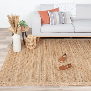FRAAI | Home & Living Jute Teppich - Fair Natur - 130x200 cm - Jute - Flachgewebe - Einfarbig - Boho, Modern - Wohnzimmer, Esszimmer, Schlafzimmer