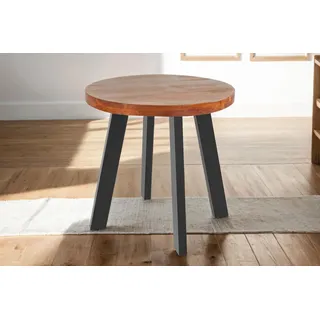 SAM Runder Esstisch Sophia Ø 90 cm Akazie nussbaum 4-Fuß-Gestell schwarz
