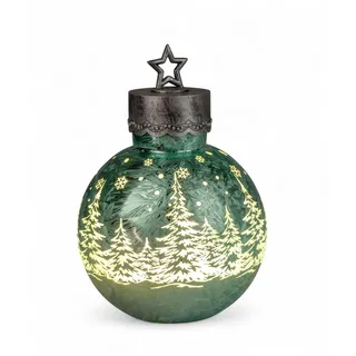 formano LED Deko-Kugel Frosty Mint 30 cm Farb-Glaskugel Ice-Optik Timer 6h /18h beleuchtet - inkl. Batteriebetrieben - Herbst Winter Weihnachtsdeko für Tisch Regal Fensterbank