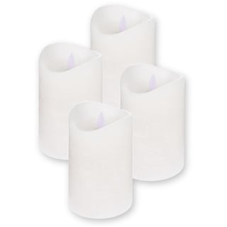 ToCi LED Kerzen Weiß Ø 7,5 x 12,5 cm - 4er Set flammenlose Echtwachs-Kerzen - mit beweglicher Flamme und Timer - Adventskerzen Grablicher