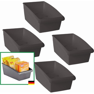 Novaliv, Aufbewahrungsbox, Suppentütenbox 4er Sparset Schubladen Organizer Küche - 25 x 16 cm ANTHRAZIT GRAU