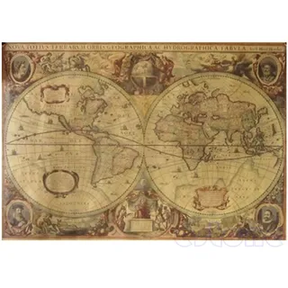 Mya Kraftpapier Vintage Weltkarte Globus Alte Welt Karte matt braun Papier Poster Retro Navigation alte Karte Poster Haus Wand Dekor (71 x 50 cm)