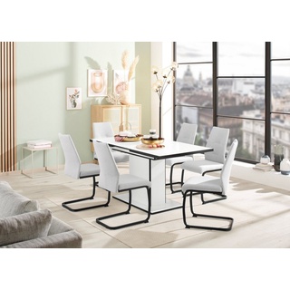 HELA Essgruppe Ariana, (Set, 7-tlg., 1 Tisch / 6 Stühle), ausziehbar 120 -160 cm, Belastbarkeit 140 KG grau|weiß