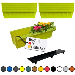 10 Euro-Paletten Blumenkästen-Einsätze inkl. Bewässerungsmatte mit Hängesystem zum Einhängen 37,3cm Hellgrün Pflanzkasten für Europalette Palette
