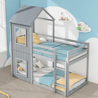 Etagenbett 90x200 Cm Aus Massivkiefer Mit Haus-design Und Leiter